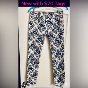 NWT Free People Cropped Velvet Damask Jeans 24